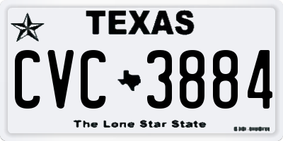 TX license plate CVC3884