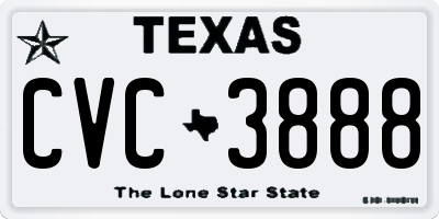 TX license plate CVC3888