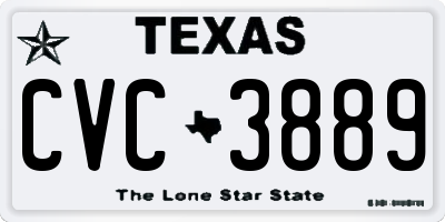 TX license plate CVC3889