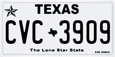 TX license plate CVC3909