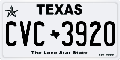 TX license plate CVC3920