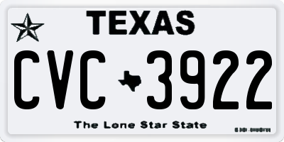 TX license plate CVC3922