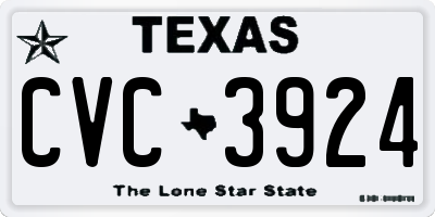 TX license plate CVC3924