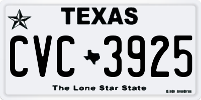 TX license plate CVC3925