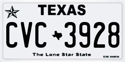TX license plate CVC3928