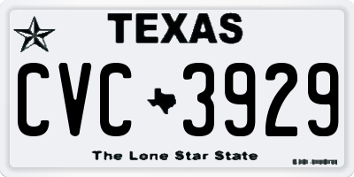 TX license plate CVC3929