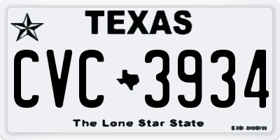 TX license plate CVC3934