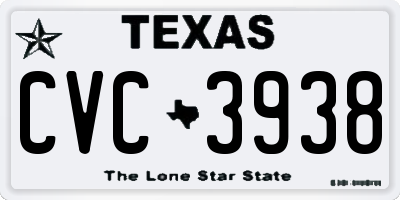 TX license plate CVC3938