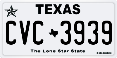 TX license plate CVC3939
