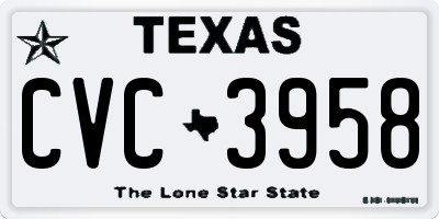 TX license plate CVC3958
