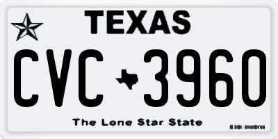 TX license plate CVC3960