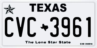 TX license plate CVC3961