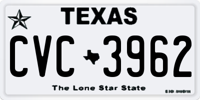 TX license plate CVC3962