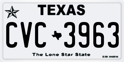TX license plate CVC3963