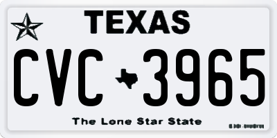 TX license plate CVC3965