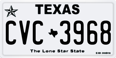 TX license plate CVC3968