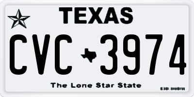 TX license plate CVC3974