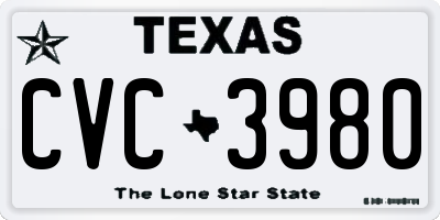 TX license plate CVC3980