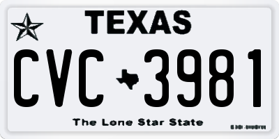 TX license plate CVC3981