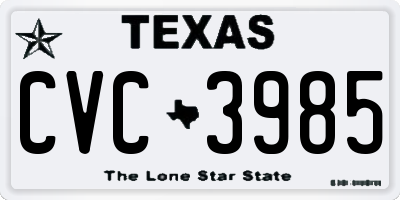 TX license plate CVC3985