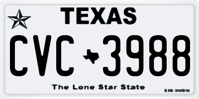 TX license plate CVC3988