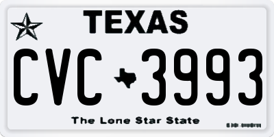 TX license plate CVC3993