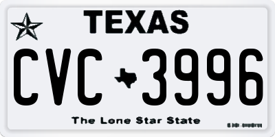 TX license plate CVC3996