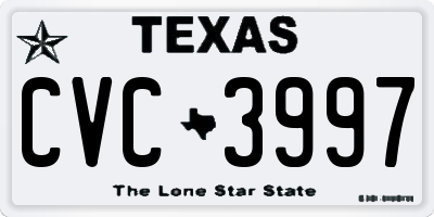 TX license plate CVC3997