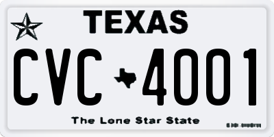 TX license plate CVC4001