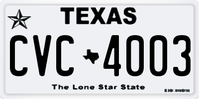 TX license plate CVC4003