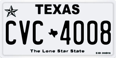 TX license plate CVC4008