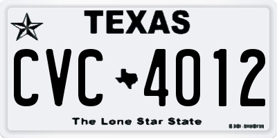 TX license plate CVC4012