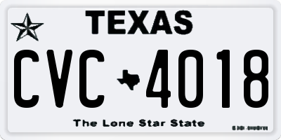 TX license plate CVC4018