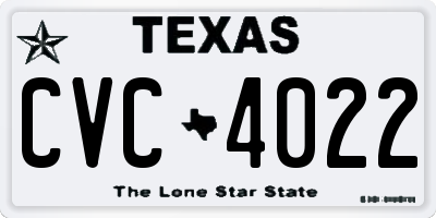 TX license plate CVC4022