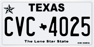 TX license plate CVC4025
