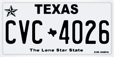 TX license plate CVC4026