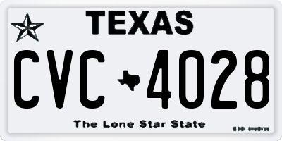 TX license plate CVC4028