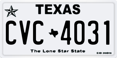 TX license plate CVC4031