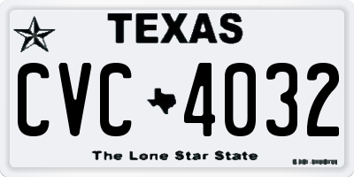 TX license plate CVC4032