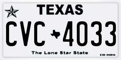 TX license plate CVC4033