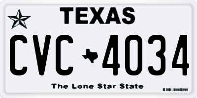 TX license plate CVC4034