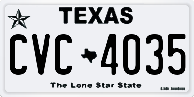 TX license plate CVC4035