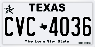 TX license plate CVC4036