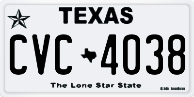 TX license plate CVC4038