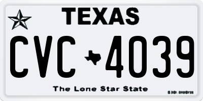 TX license plate CVC4039