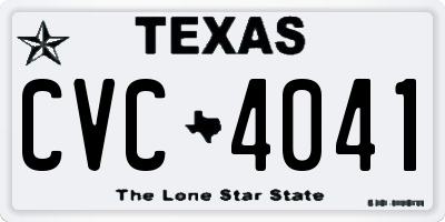 TX license plate CVC4041
