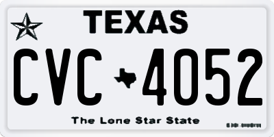 TX license plate CVC4052