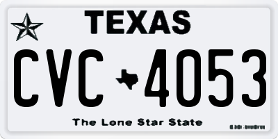 TX license plate CVC4053