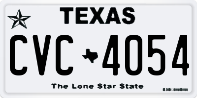 TX license plate CVC4054