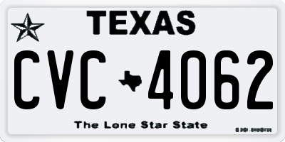TX license plate CVC4062